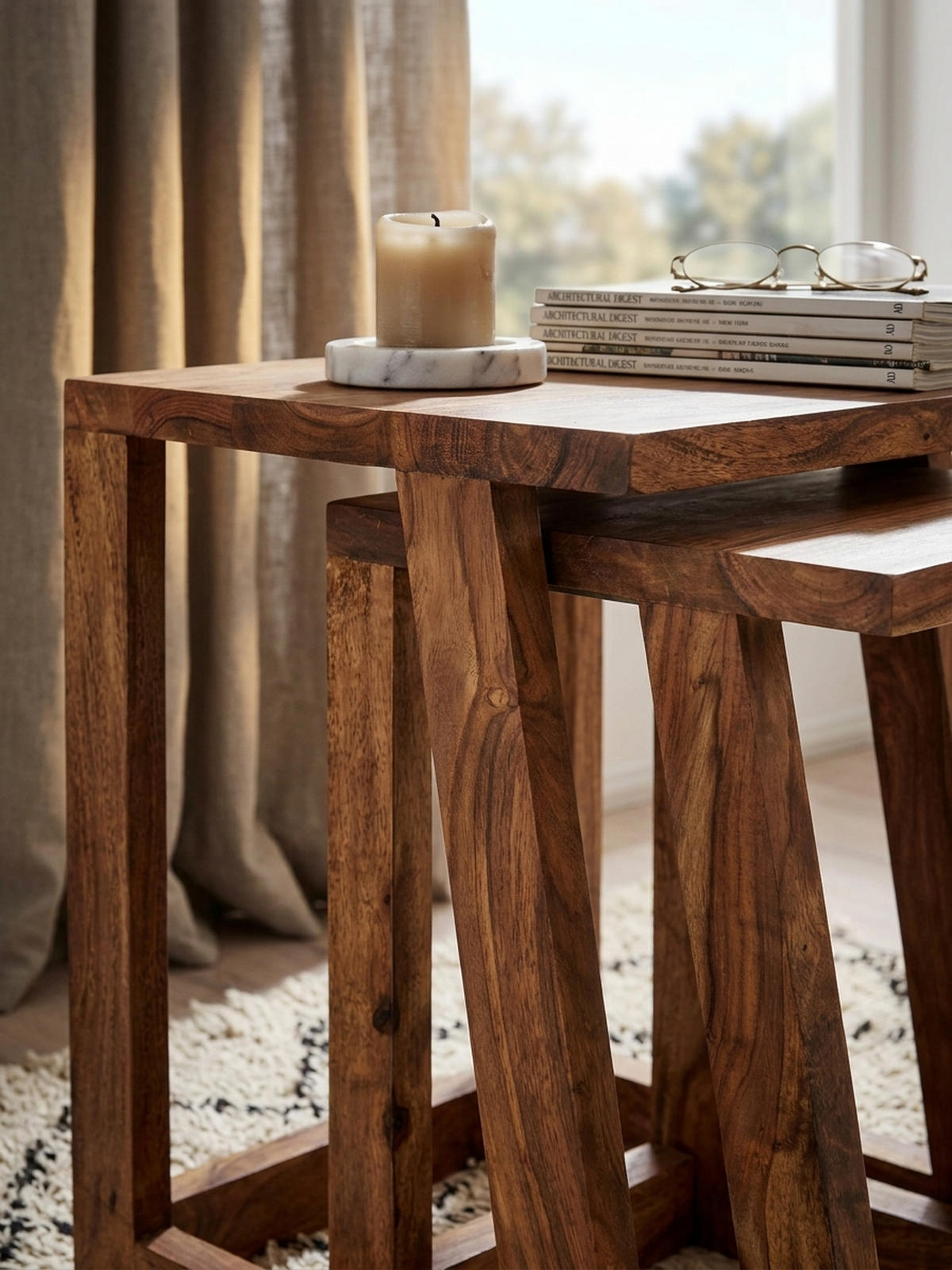 BEISTELLTISCH Set – 2-teilig Massivholz verschiedene Größen - Braun, Holz (36/36/50cm) - KADIMA DESIGN