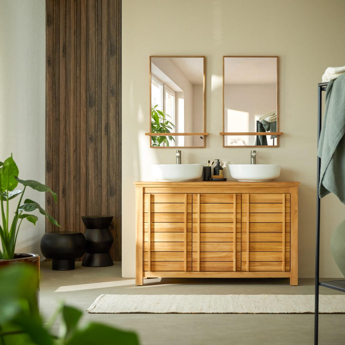 WASCHTISCHUNTERSCHRANK Rose Natur aus Teak - Naturfarben, Holz (125/80/45cm) - Tikamoon