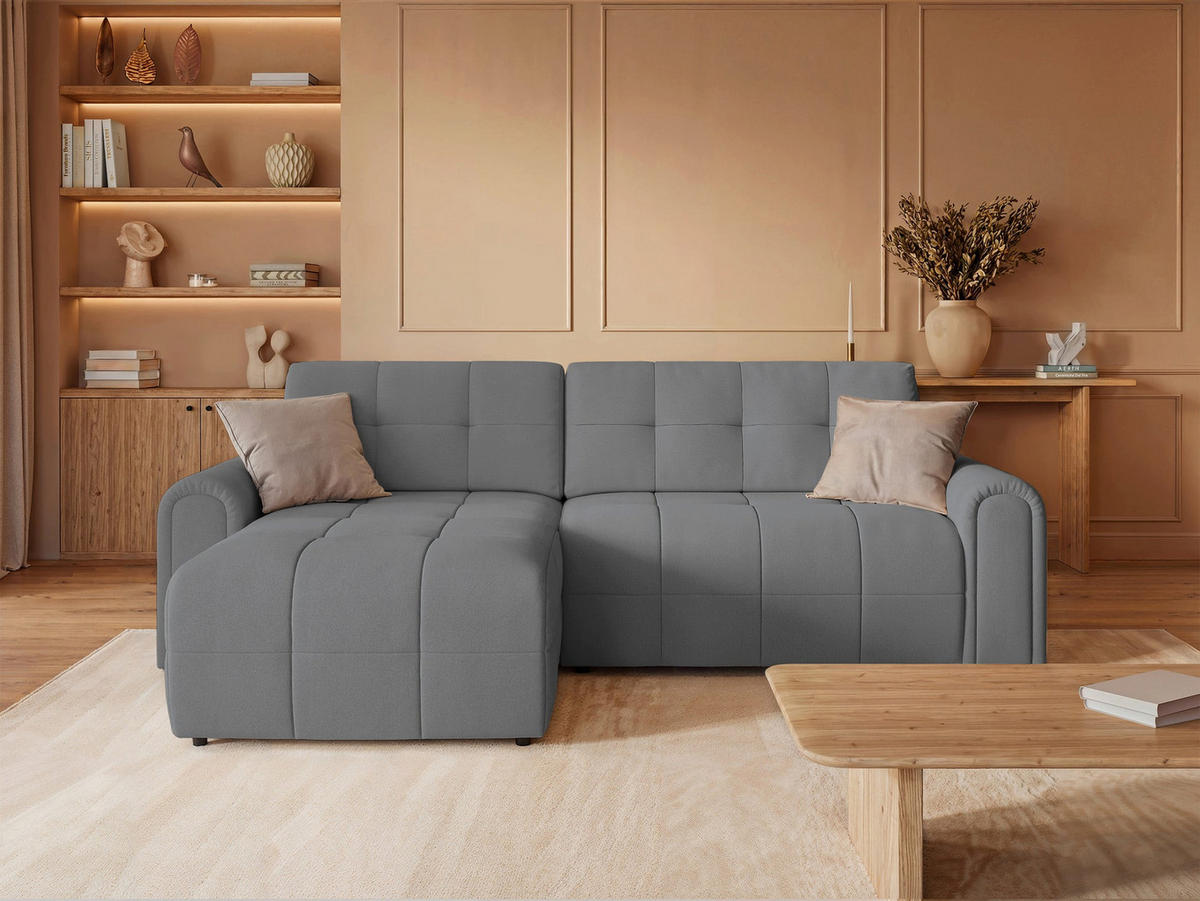 ECKSOFA Simolla Grau links - Schwarz/Grau, Kunststoff/Textil (268/180cm) - Selsey