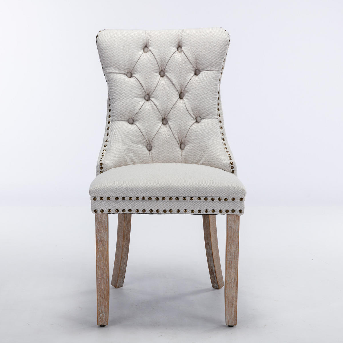 ESSZIMMERSTUHL 2er-Set aus Leinen mit Holzbeinen, Beige - Beige, Textil (65/95/50cm)