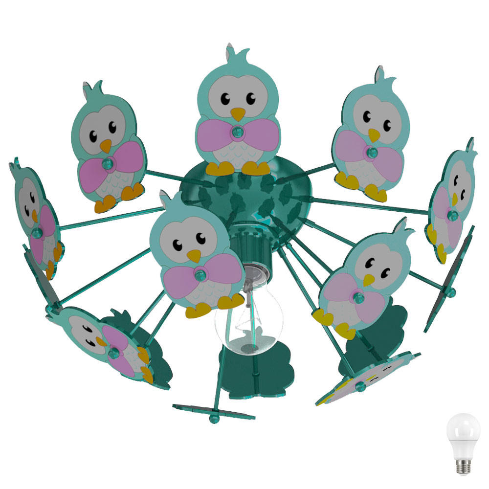 LED DECKENLEUCHTE VIKI 2 Grün Holz Metall - Grün, Holz (41.5/41.5/18cm)