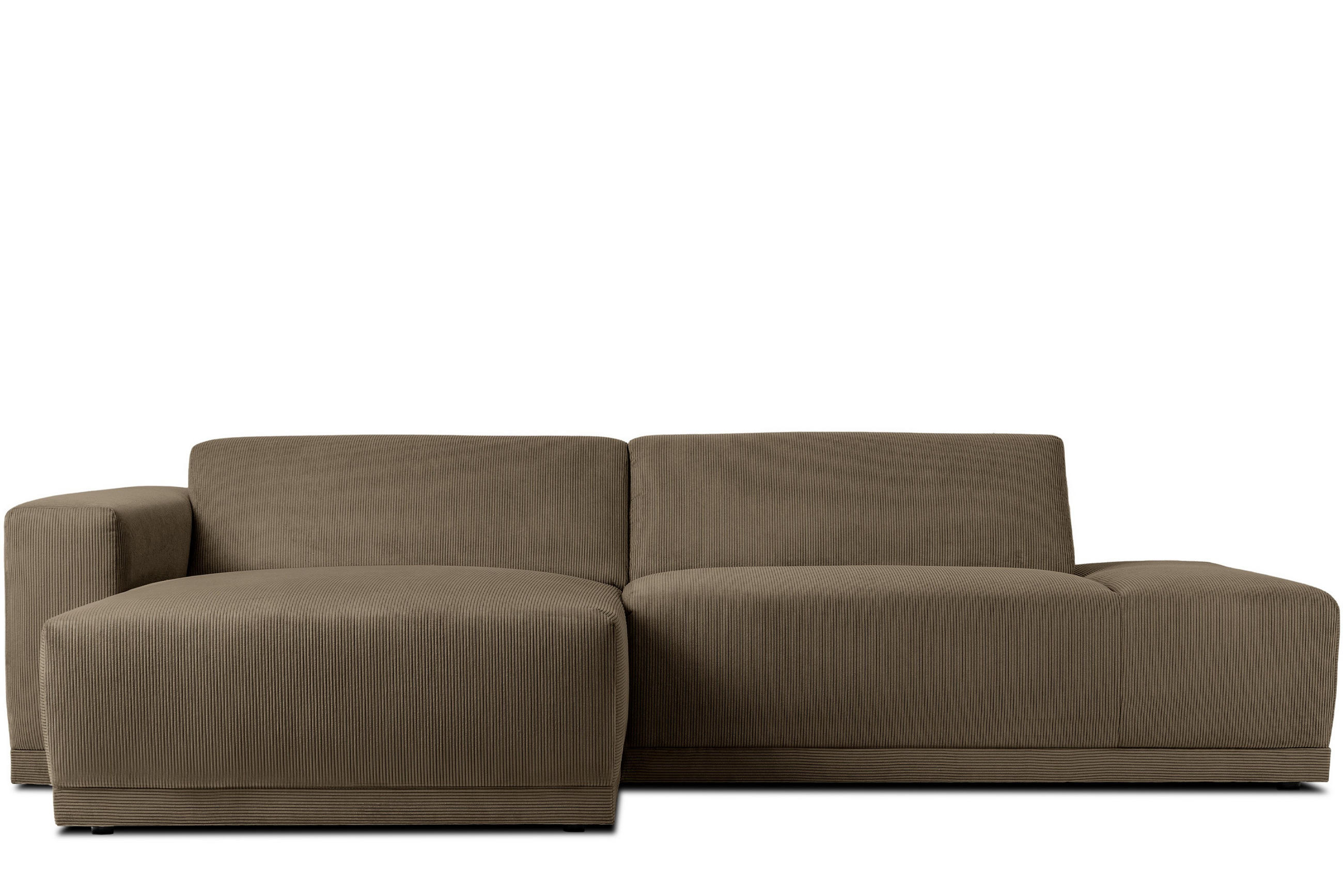 ECKSOFA-LINKS MUDI in moderner Optik mit hochwertigem Kaltschaum, Cord-Stoff, braun - Schwarz/Braun, Textil (280/160cm) - KONSIMO®