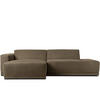 ECKSOFA-LINKS MUDI in moderner Optik mit hochwertigem Kaltschaum, Cord-Stoff, braun - Schwarz/Braun, Textil (280/160cm) - KONSIMO®