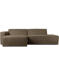 ECKSOFA-LINKS MUDI in moderner Optik mit hochwertigem Kaltschaum, Cord-Stoff, braun - Schwarz/Braun, Textil (280/160cm) - KONSIMO®