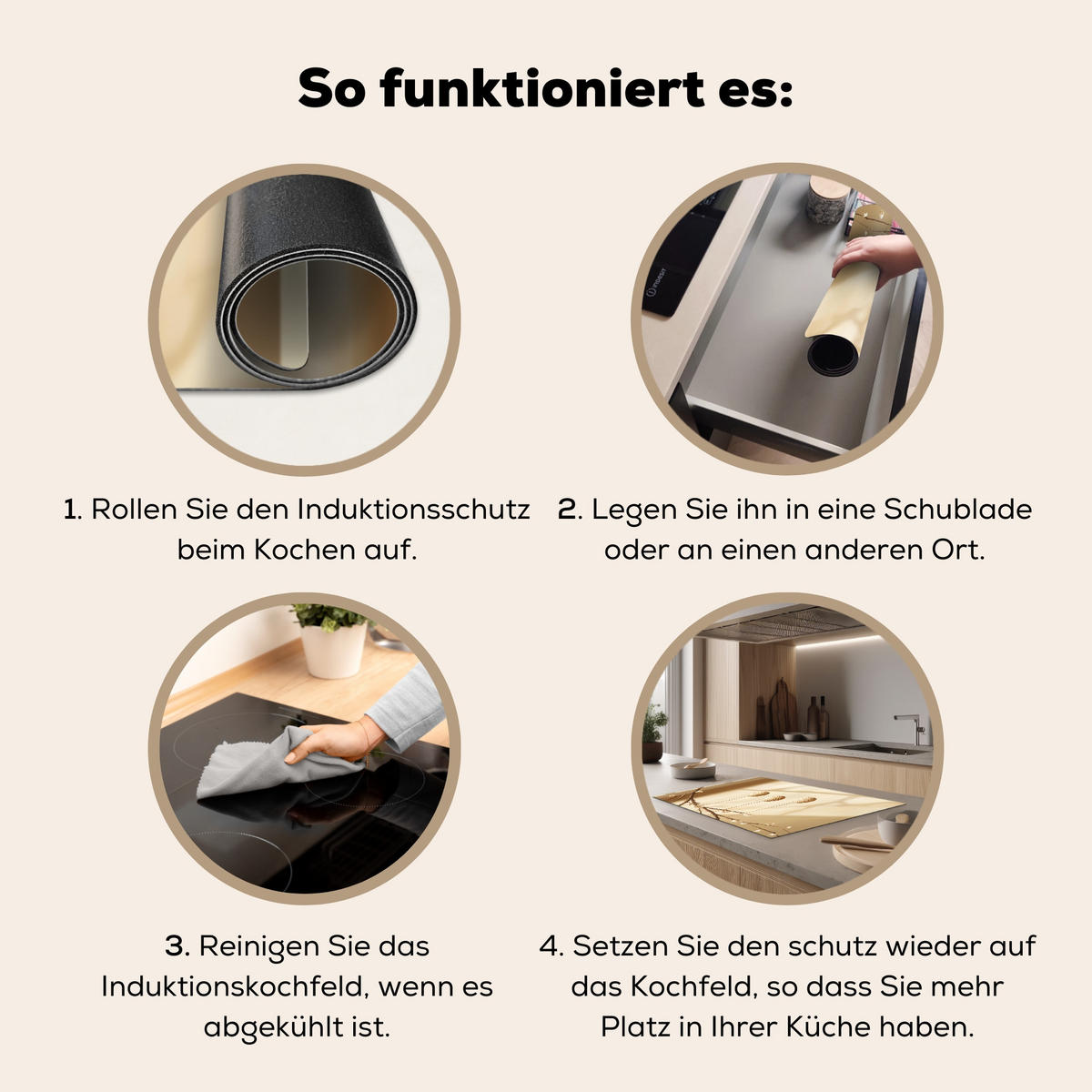 HERDABDECKPLATTE Beige - Osterkuchen - Eier Ceranfeldabdeckung 78x52 cm - Beige, Kunststoff (78/52/0.2cm) - MuchoWow