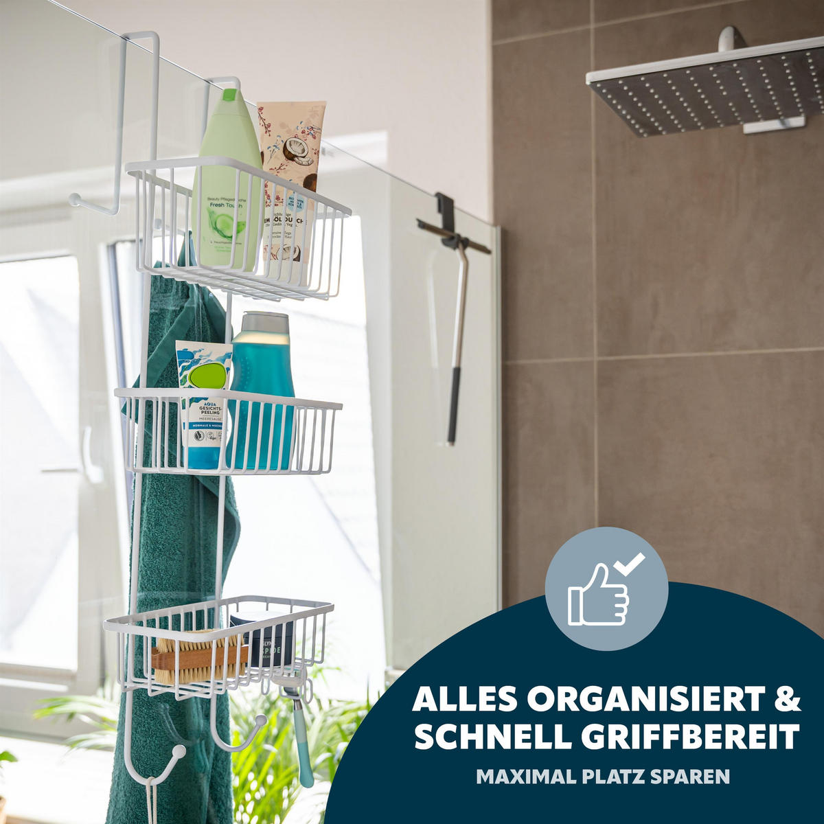 DUSCHREGAL, weiß - Weiß, Metall (25/75/12cm) - bremermann
