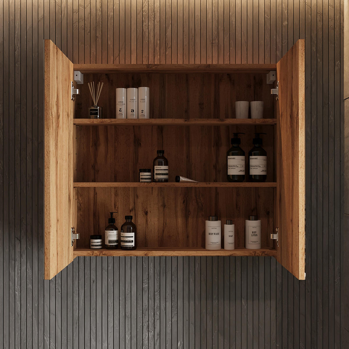 KOUPELNOVÁ ZRCADLOVÁ SKŘÍŇKA Lotta Dub - barva dubu, kompozitní dřevo (79.7/73.2/16cm) - Vicco