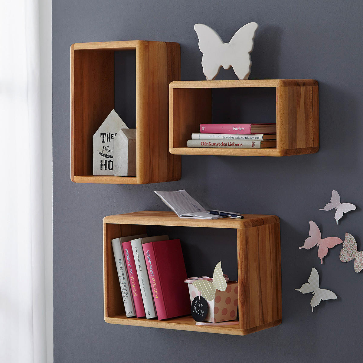 WANDREGAL - 3er-Set - Braun, Holz (100/50/20cm) - home24