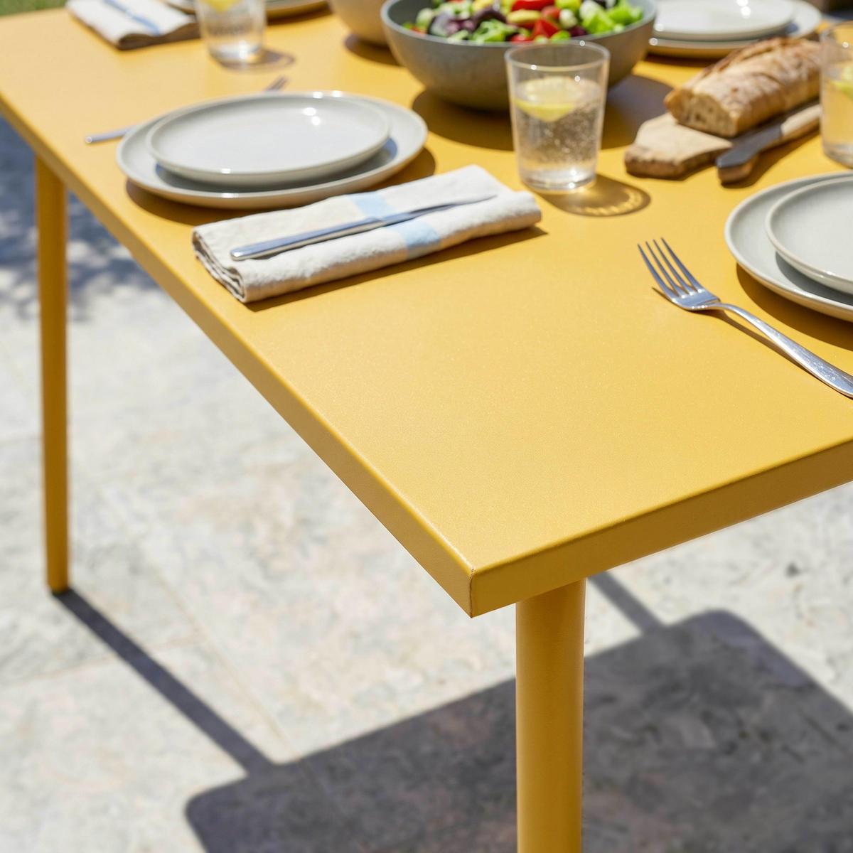 GARTENTISCH , Gelb - Gelb, Metall (120/70/72cm) - Oviala