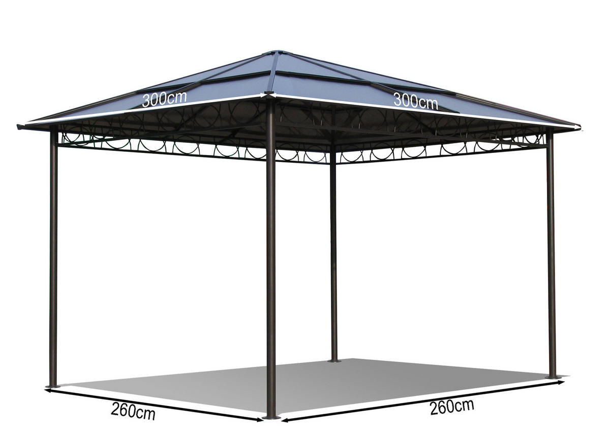 HARDTOP Pavillon 3x3m - Schwarz/Braun, Metall (300/263/300cm) - QUICK STAR