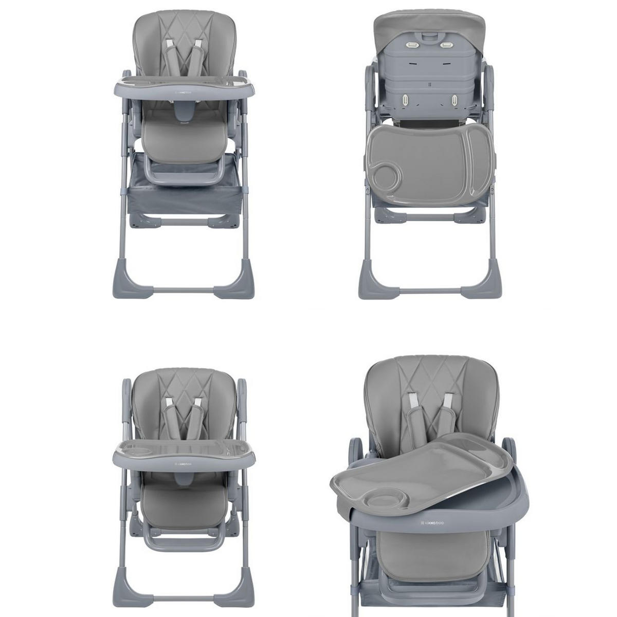 HOCHSTUHL COMFY hellgrau höhenverstellbar, Gurt, Doppeltablett - Grau, Kunststoff (53/104/76cm) - Kikka boo