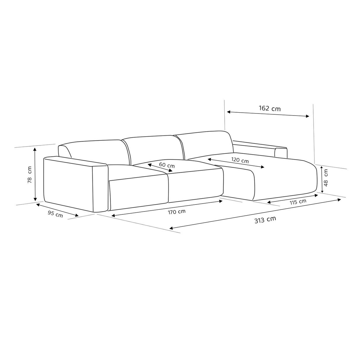 ECKSOFA DOVE Chenille-Stoff in Orange - Orange, Holzwerkstoff/Kunststoff (250/90cm) - Idohome