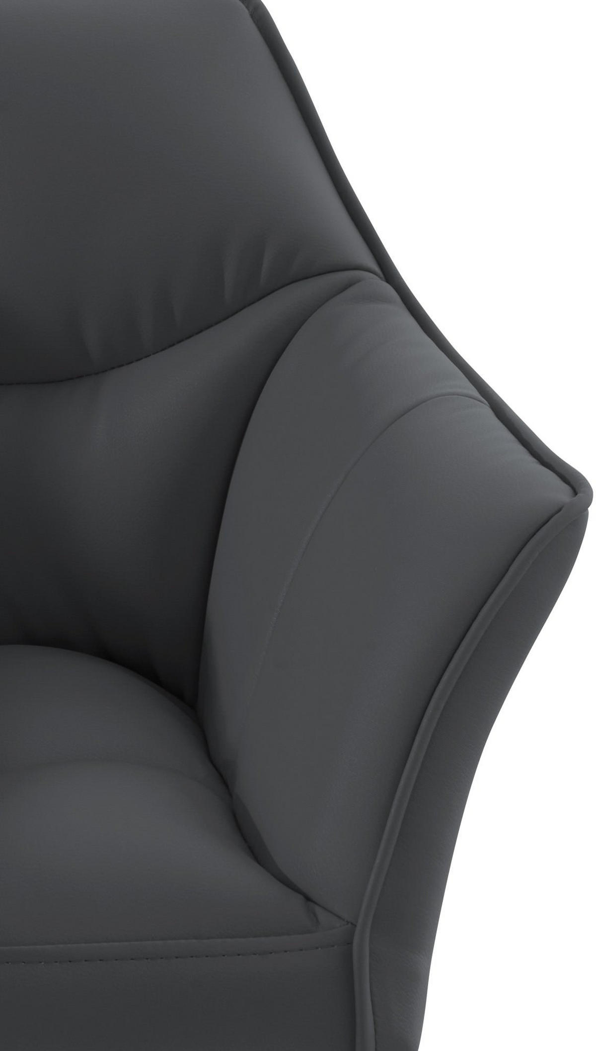 SESSEL Lederlook grau - Schwarz/Grau, Textil/Metall (64/75/48cm) - CLP