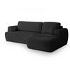 ECKSOFA SENTI N R-S Schwarz Boucle-Stoff mit Schlaffunktion - Schwarz, Holz (246/148cm) - MASSENO