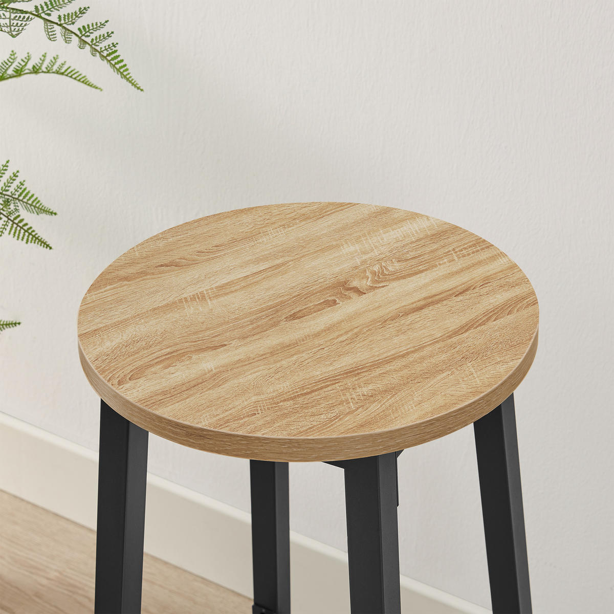 BARHOCKER in sonoma Eiche und Schwarz Beine - Naturfarben, Holzwerkstoff (32/65/32cm) - Home Collective