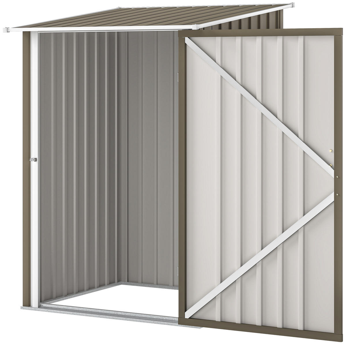 GARTENHAUS aus verzinktem Stahl mit Tür, , und 100 x 104 x 160 cm ,braun, weiß - Braun, Metall (100/160/104cm) - Vallsero