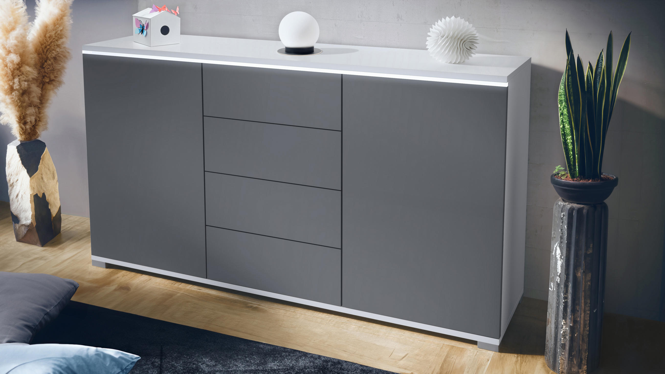 SIDEBOARD Faro Anthrazit matt - Anthrazit, Holzwerkstoff (138.5/75.5/35cm) - Vladon