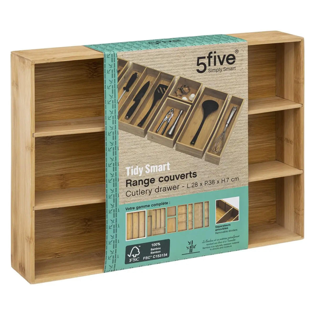 KOSMETIK-ORGANIZER 3 Fächer Bamboo 28/38/7 cm - Braun, Naturmaterialen (38/7/28cm) - 5five Simply Smart
