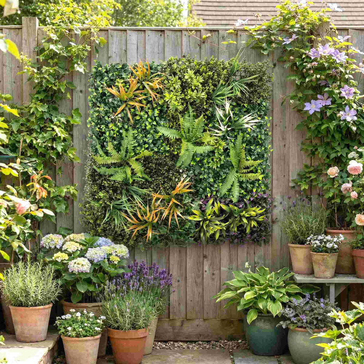 KÜNSTLICHE-HECKE PE Bunt - Grün, Kunststoff (100/1cm) - Outsunny