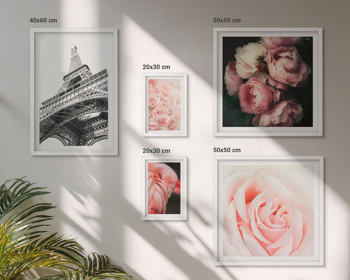 WANDBILDER 5er-Set - 50x50 cm & 20x30 cm & 40x60 cm Weißer Rahmen - Berge, Wasser, wunderschöne Landschaften - Weiß, Kunststoff (40/60cm) - ArtPrintCave
