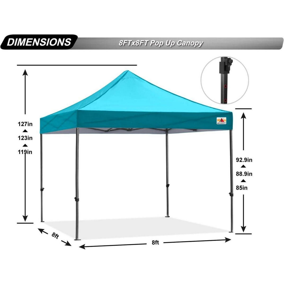 PAVILLON Pop-Up 2,5 x 2,5 m Türkis Wasserdicht - Türkis, Textil (243.8/322.6/243.8cm)