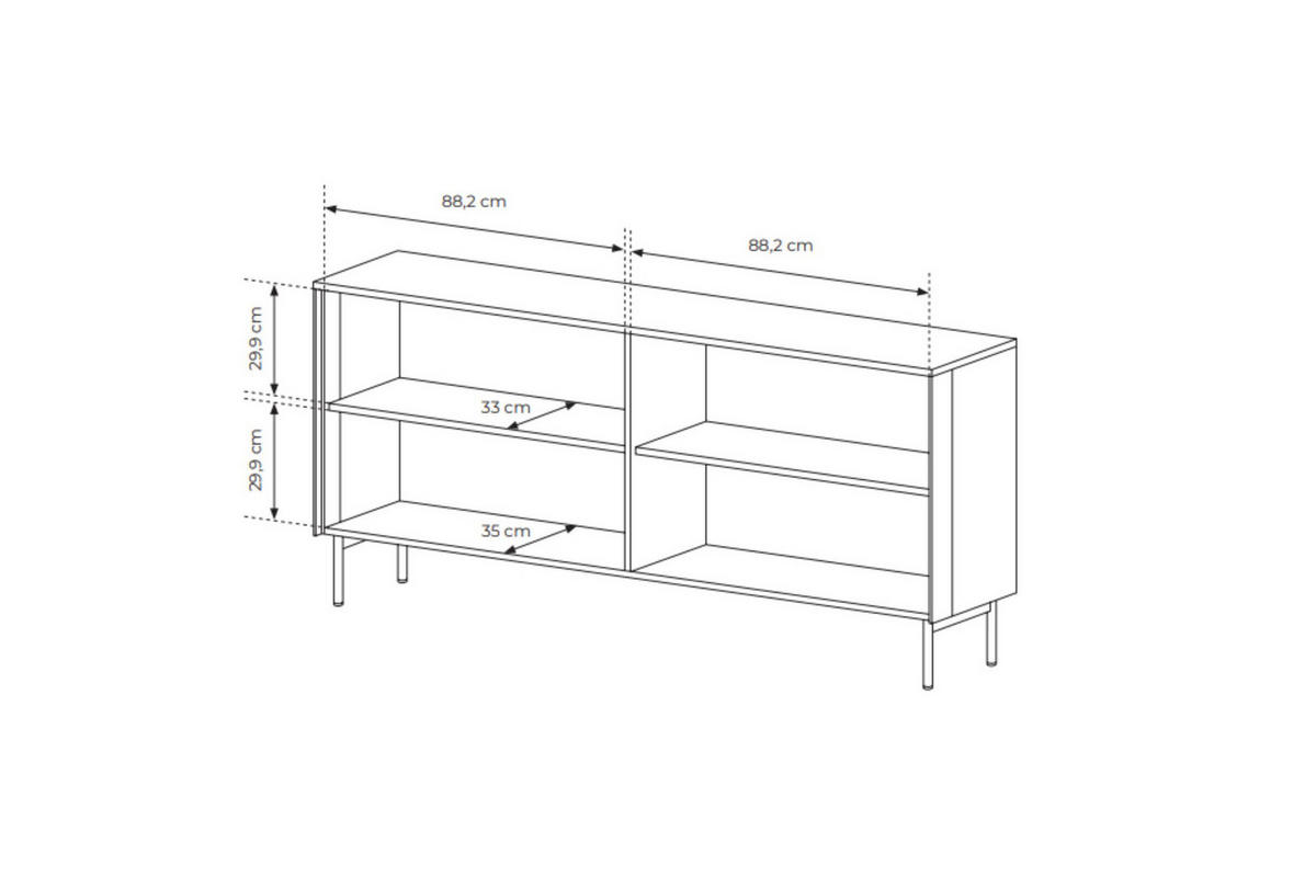 SIDEBOARD LUMI 181 cm Eiche Dunin - mit 4 Glastüren (Braunglas) und LED - Eichefarben/Schwarz, Holz/Holzwerkstoff (181/83/39cm) - Ravio