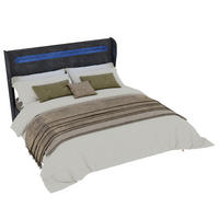 POLSTERBETT 160x200 cm LED Kopfteil grau - Grau, Textil (160/200cm) - LEBENLANG