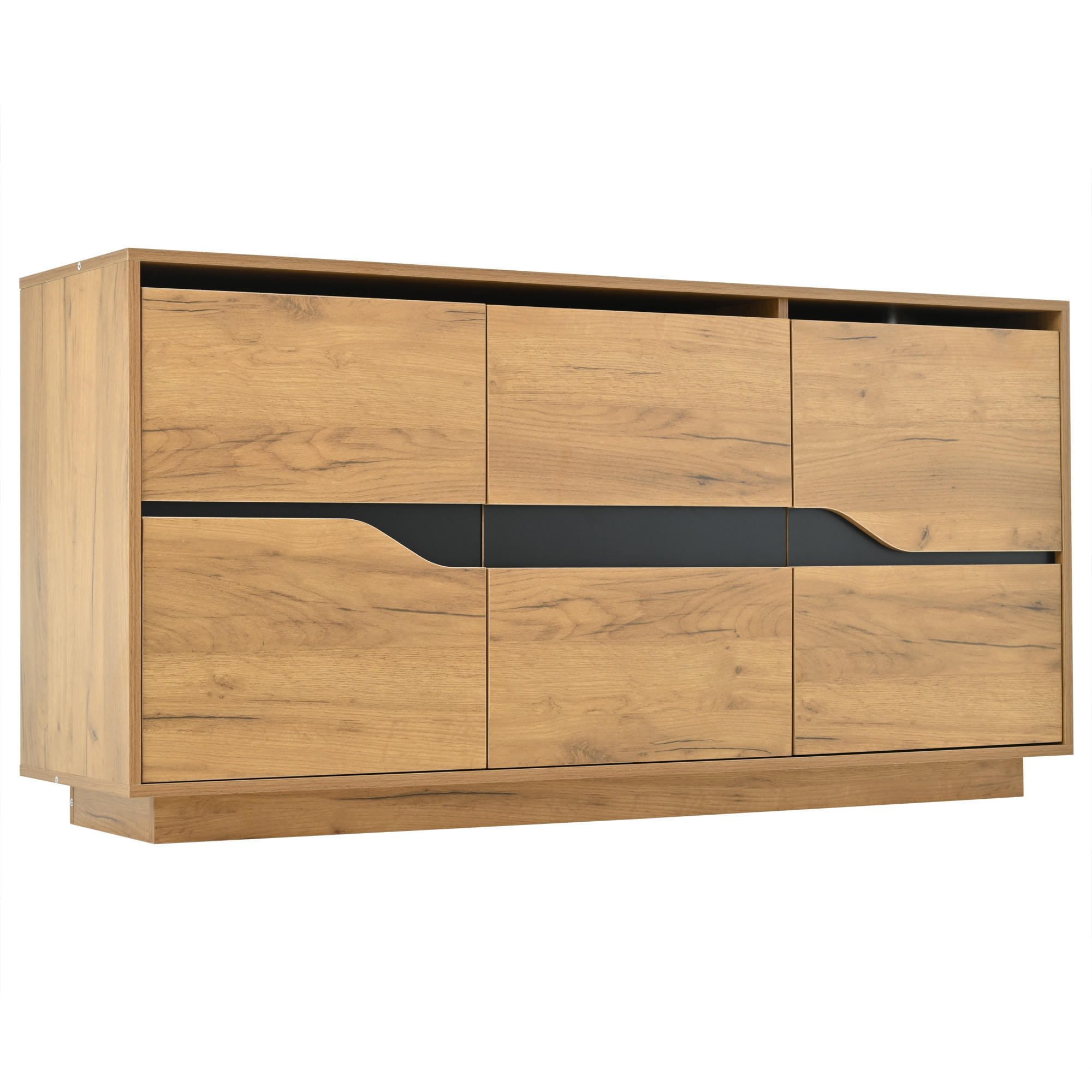 SIDEBOARD DE-37778 mit verstellbaren Böden und 3 Türen Holzfarbe - Eichefarben, Holzwerkstoff (140/70/40cm) - ComfortXL