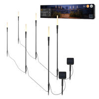 LED-GARTENSTECKER 6er-Set Solarleuchten warmweiß schwarz 121 cm Metall Acryl wetterfest mit Dämmerungssensor Außenbeleuchtung - Schwarz, Kunststoff (3/3/121cm) - Northpoint
