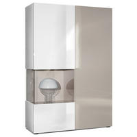 VITRINE Morena Tür und Einsatz in Sandgrau Hochglanz - Sandfarben, Holzwerkstoff (91.5/136.5/37cm) - Vladon