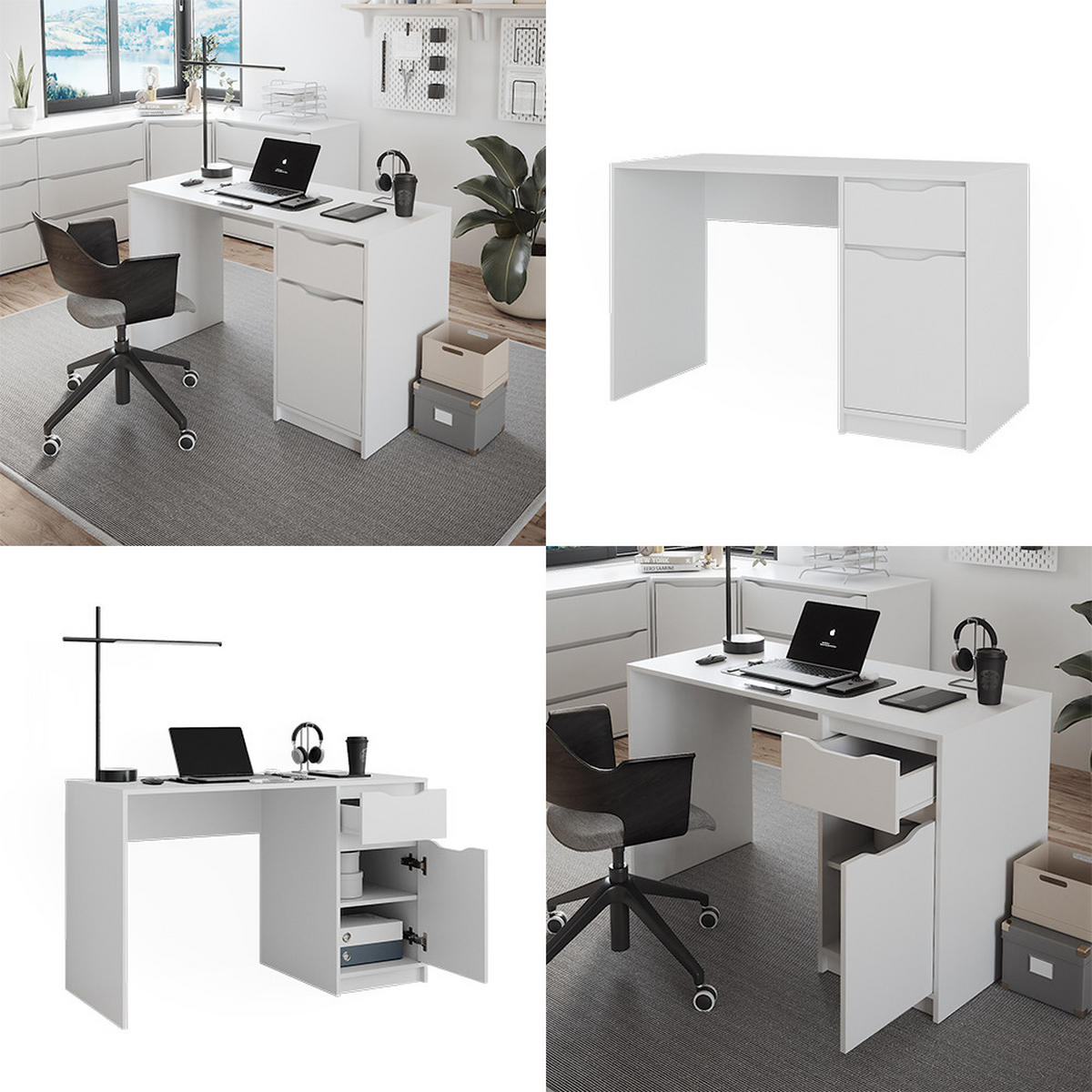SCHREIBTISCH Ruben Weiß 120 x 55 cm mit Schublade - Weiß, Holzwerkstoff (55/120/75.6cm) - Vicco