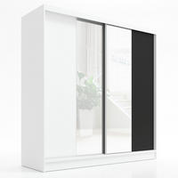 SCHWEBETÜRENSCHRANK 200 CM DUO Farbe: Weiß |weiß|schwarz - Schwarz/Weiß, Holzwerkstoff (200/215/60cm) - A&J MöbelLand