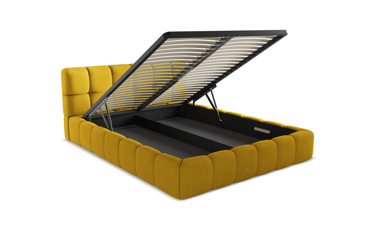 POLSTERBETT mit Bettkasten und Lattenrost 200x228 Schwarz - Schwarz, Kunststoff/Textil (180/200cm) - Makamii