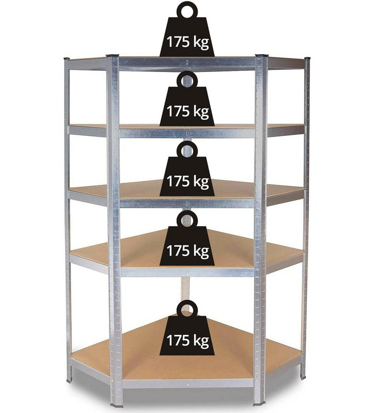 RAFT de colț pentru sarcini grele în metal - argintiu, metal (90/180/40cm) - RAUMHIRSCH FURNITURE