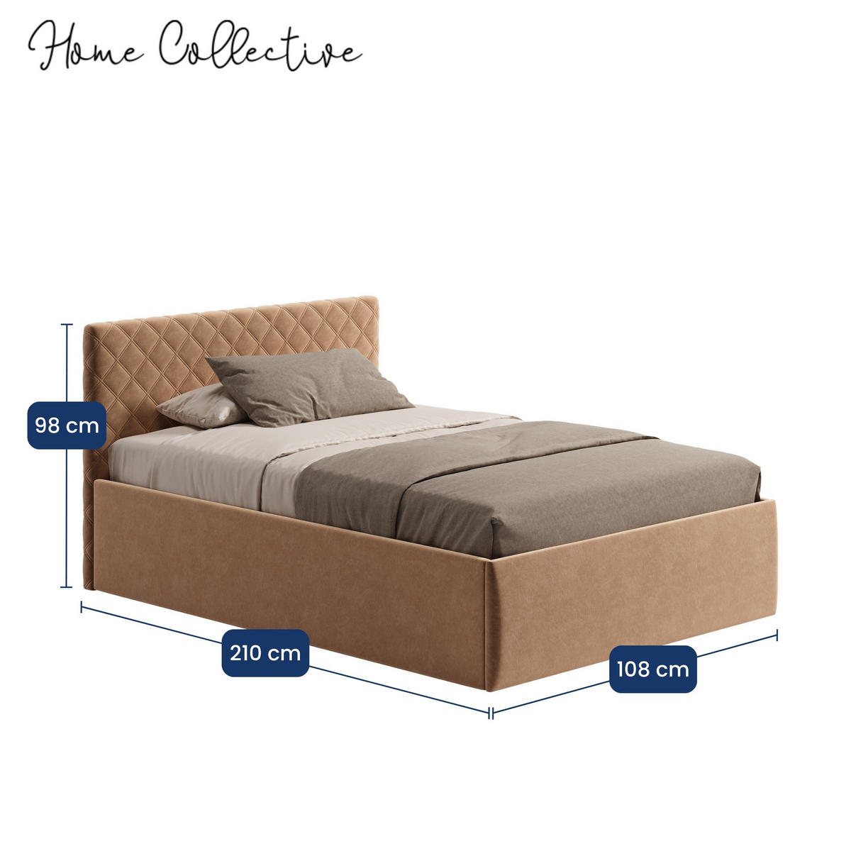 POLSTERBETT 100x200 cm Bonnellfederkernmatratze H2 in Beige - Beige, Textil (100/200cm) - Home Collective