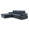 ECKSOFA SANDRO Blau Geflochtener Stoff mit Schlaffunktion - Blau, Holz (277/201cm) - MASSENO