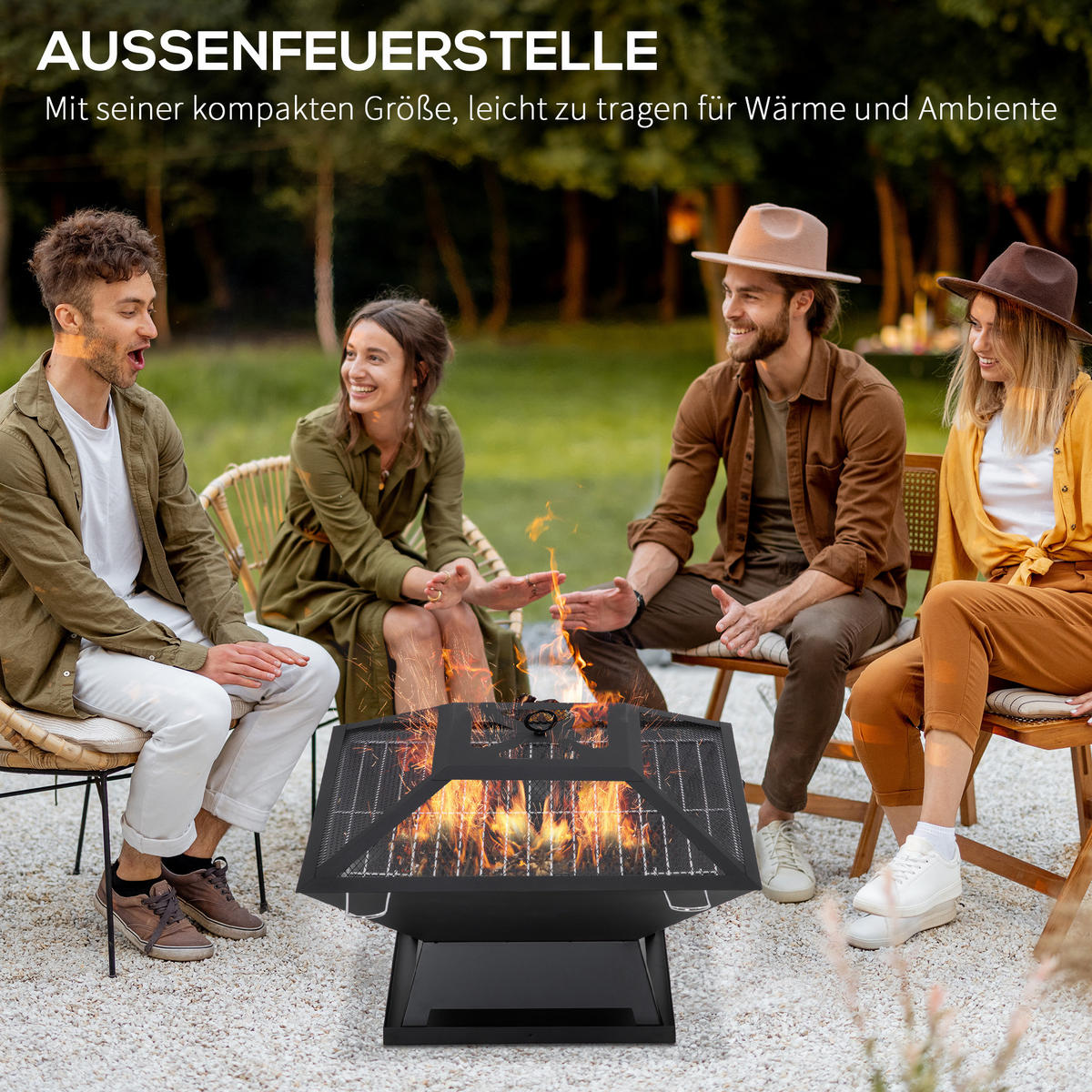 FEUERSCHALE, Stahl, Schwarz - Schwarz, Metall (45/34/45cm) - Outsunny