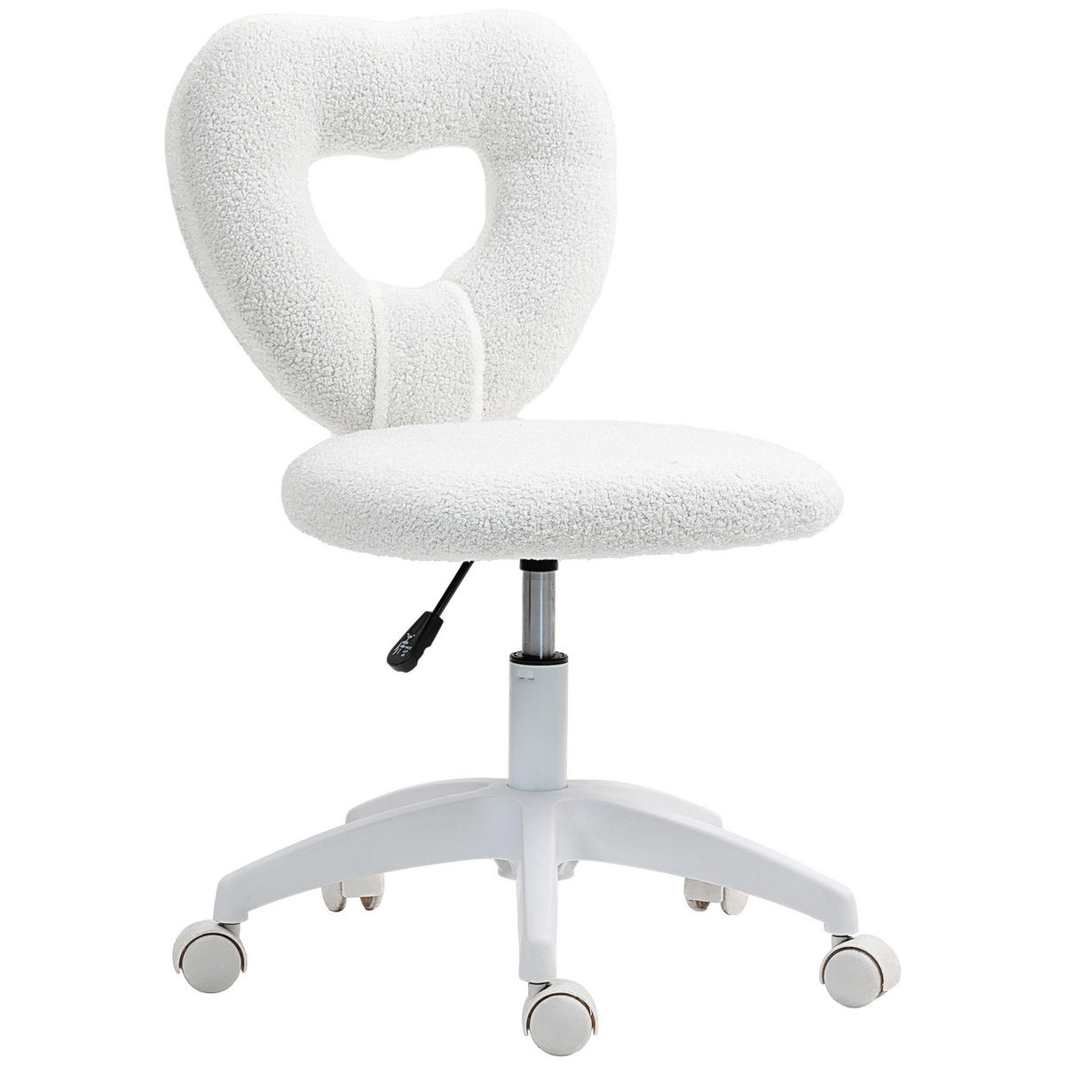 SCHREIBTISCHSTUHL Bürostuhl Drehbar Homeoffice Stuhl mit Herzförmige Rückenlehne - Weiß, Kunststoff (45/88/56cm) - HOMCOM