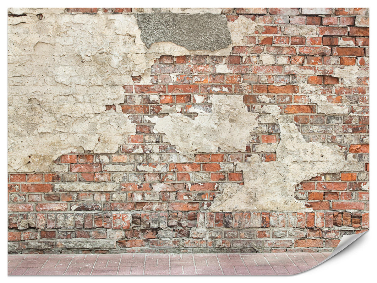 FOTOTAPETE für Wohnzimmer Alte Ziegelwand Rustikal 400x280 - Beige/Rot, Papier (400/280cm) - Muralo
