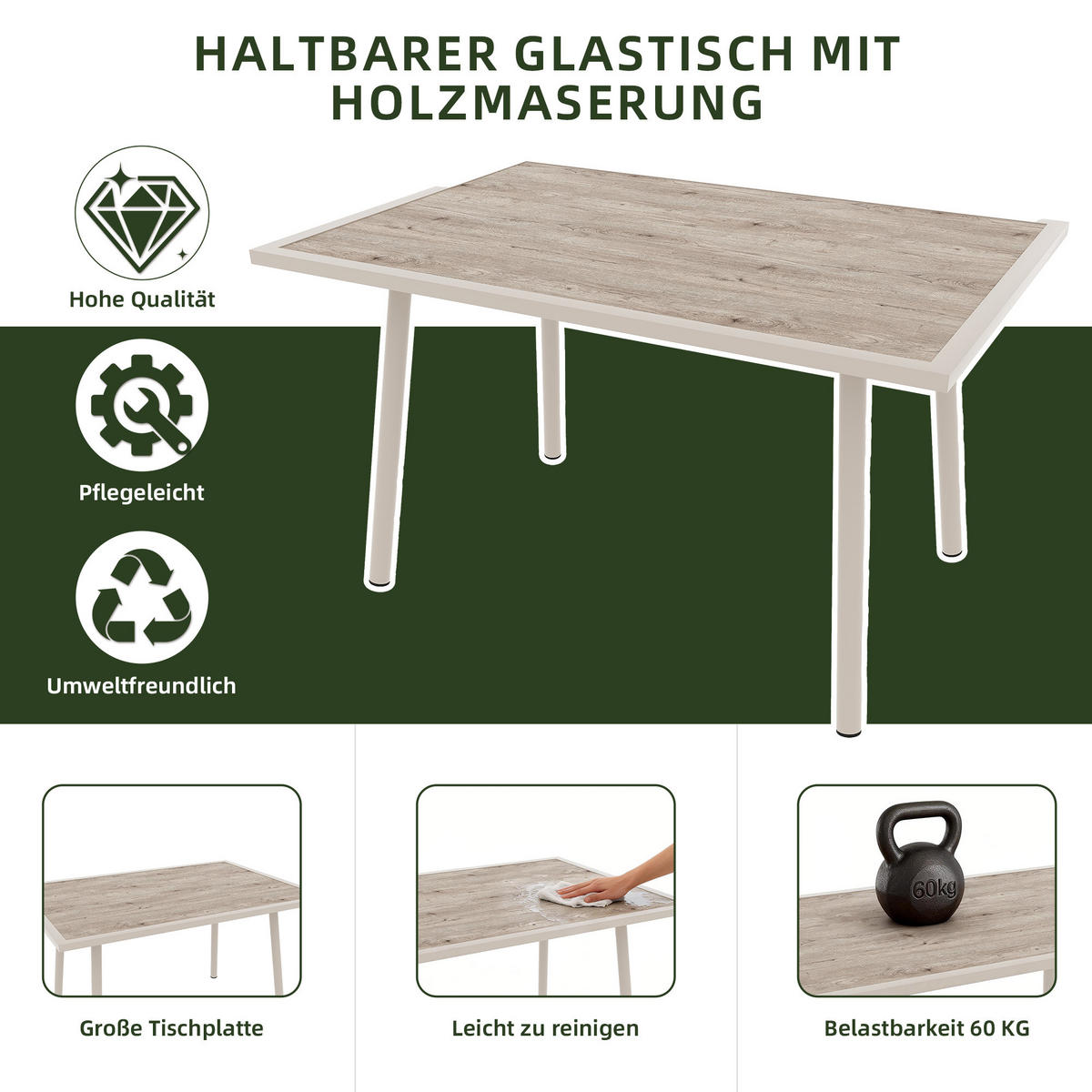 GARTENLOUNGE Beige 7-8 Personen L-Form Sofa Tisch 2 Sessel - Beige, Metall - FLIEKS