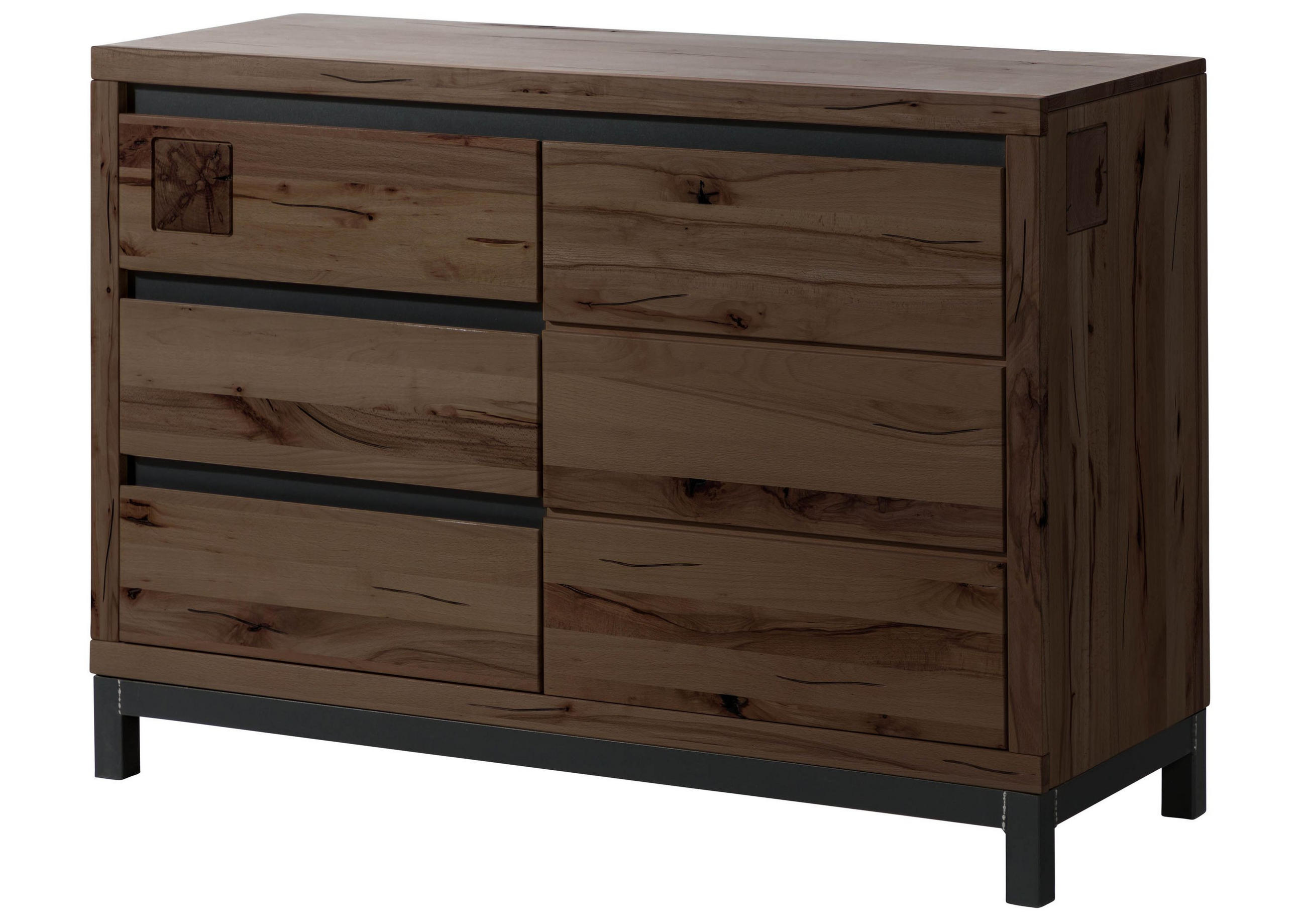 SIDEBOARD Kernbuche 120x45x85 tabacco braun geölt VILLANDERS #210 - Braun, Holz (120/85/45cm) - Massivmoebel24