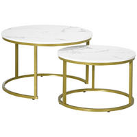 COUCHTISCH 2er-Set, bis 30 kg belastbar, Weiß - Weiß, Metall (74/74/46.3cm) - HOMCOM