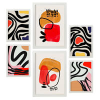 POSTER Set Mit 6 Jazzy Arts 1 In Farbenfrohe Zusammenfassungen A3 & A4 Weißer Rahmen - Weiß, Papier (29/3cm) - Nacnic