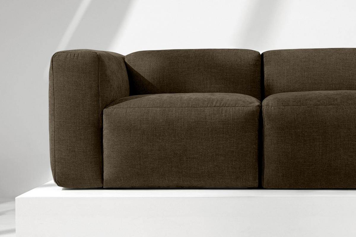 2-SITZER-MODULSOFA BUFFO mit extrem weicher und bequemer Sitzfläche, Gewebestoff, braun - Braun, Textil (210/73/96cm) - KONSIMO®
