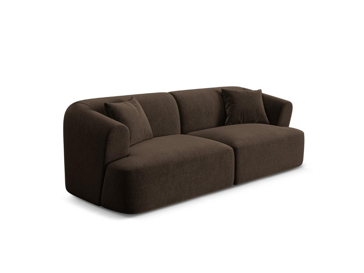 MODULARES-SOFA Campi aus Samt Schokolade 3 Sitzplätze - Dunkelbraun, Textil (90/70/220cm) - Cosmopolitan Design