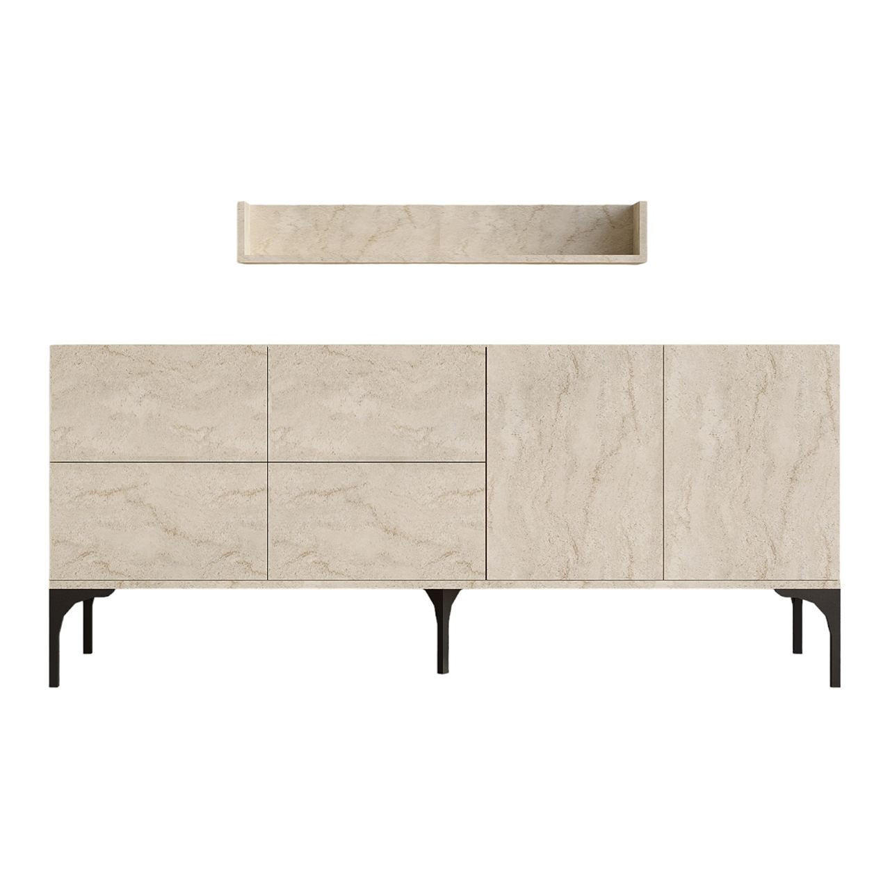BUFFETSCHRANK stella beige - Beige, Holz (40/55/180cm) - Habitat Garten