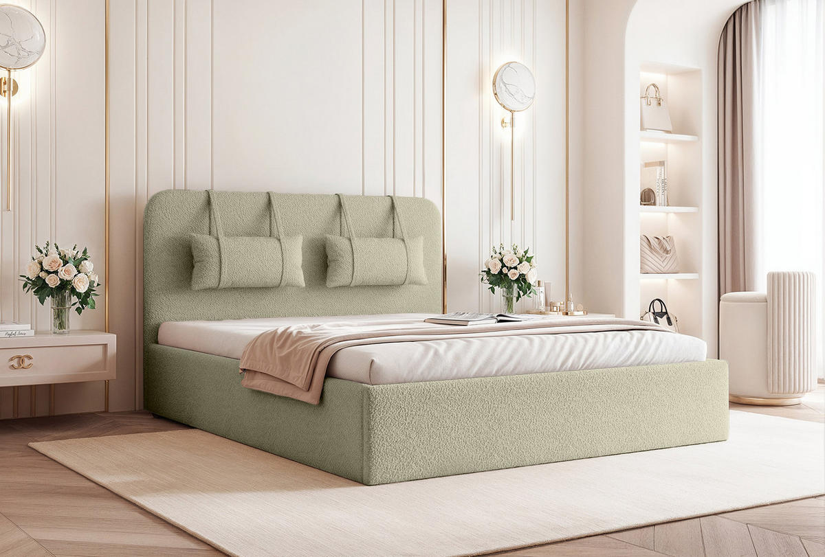 POLSTERBETT Lexal 120x200 cm, Olive - Olivgrün, Textil (200/120cm) - Fedve