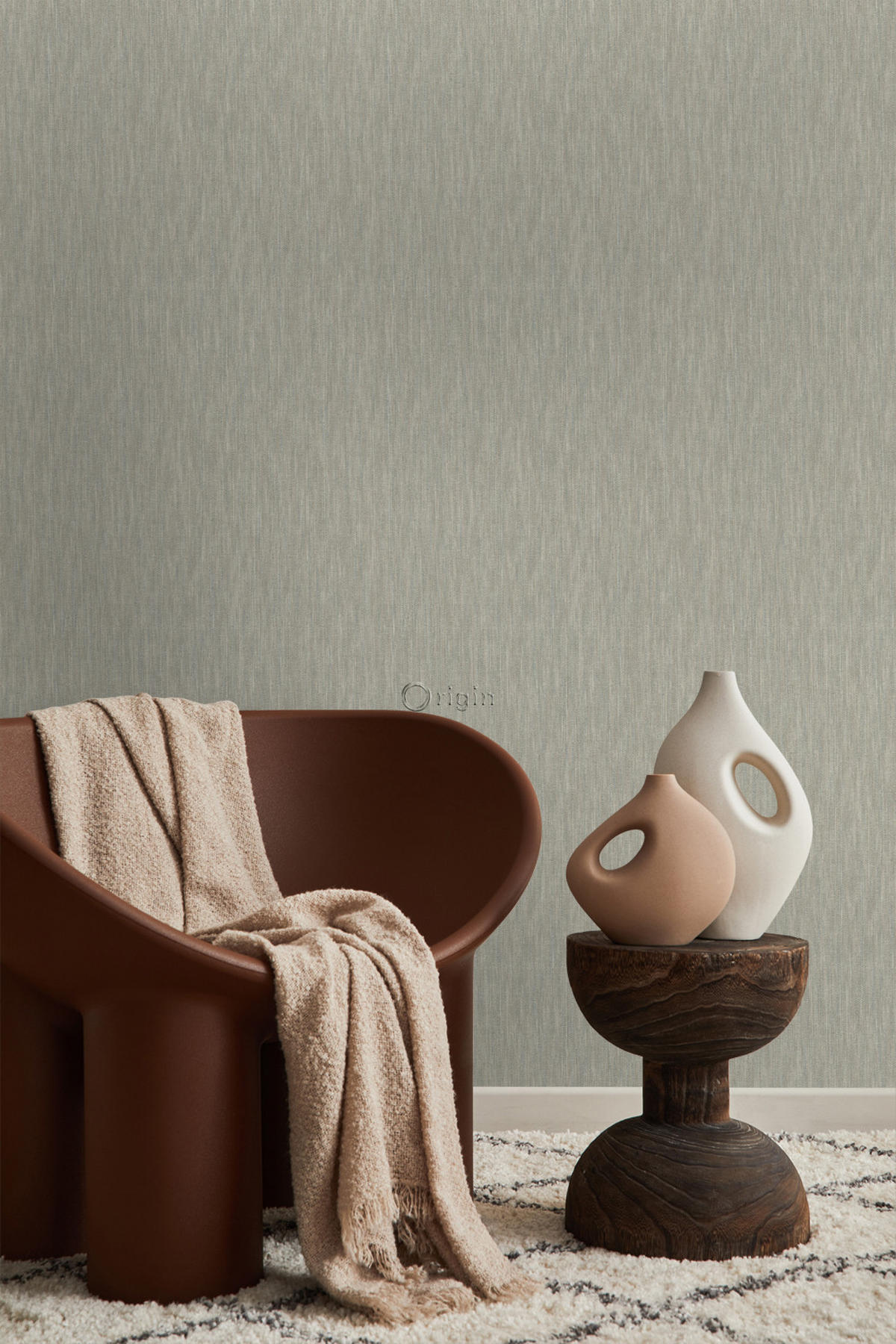 TAPETE 3D Grasmuster Leinen-Optik 53 cm x 10.05 m - Braun, Papier (53/1000cm) - Origin Wallcoverings