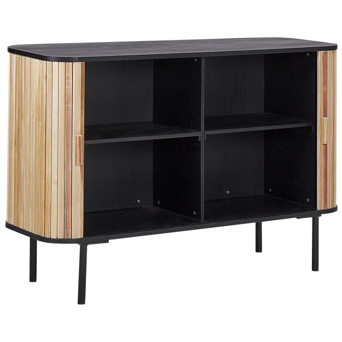 SIDEBOARD Heller Holzfarbton Lindon - Hellbraun/Schwarz, Holz (120/81/40cm) - Beliani