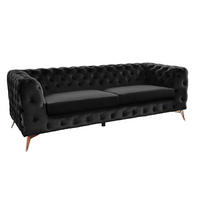 SOFA NARLA Schwarz Velvet - Silberfarben/Schwarz, Textil (219/68/84cm) - KAWOLA